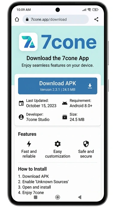 Tampilan halaman APK 7cone
