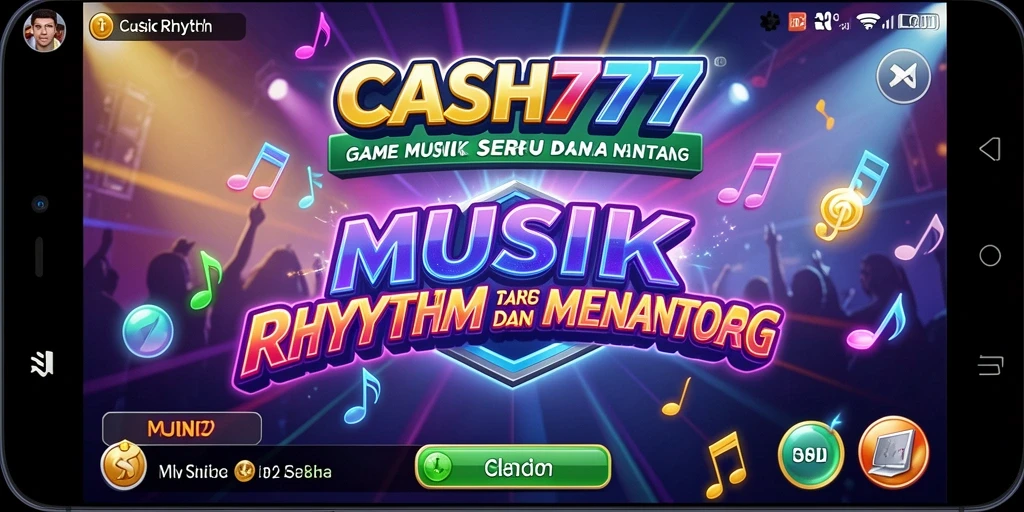 Tampilan antarmuka CASH777 yang menarik saat bermain Musik Rhythm.