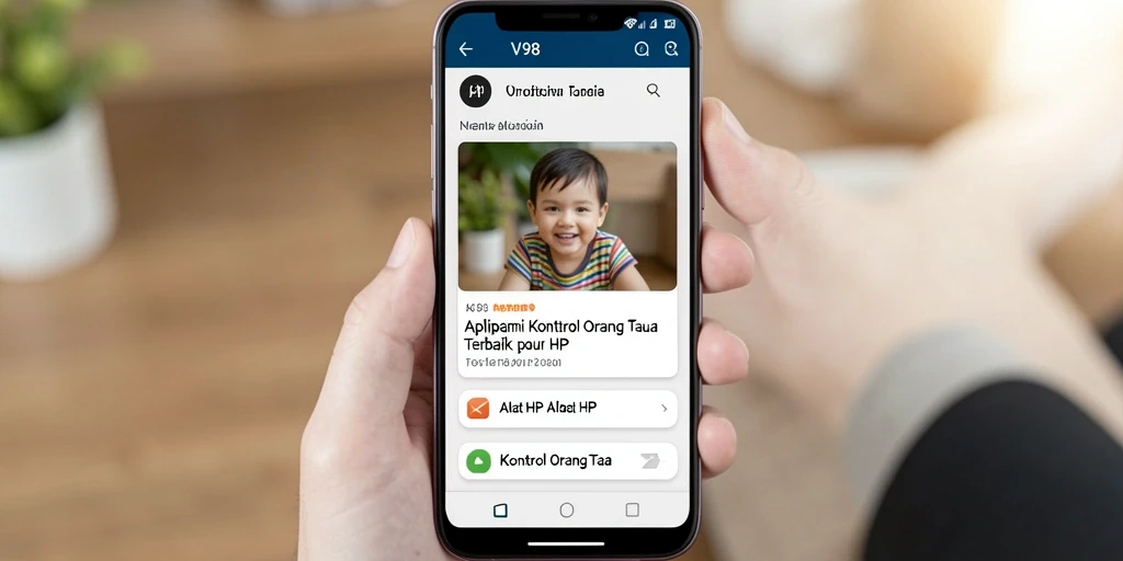 Screenshot utama V98 menampilkan antarmuka kontrol orang tua yang intuitif.